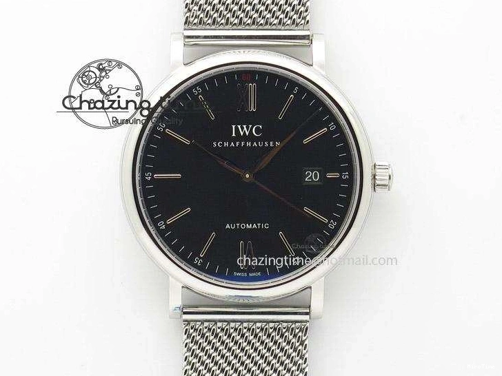 MIROTIME 0506 Portofino SCHAFFHAUSEN SS MKF 1:1 Best Edition Black Dial On Mesh Bracelet A Sporty 7342